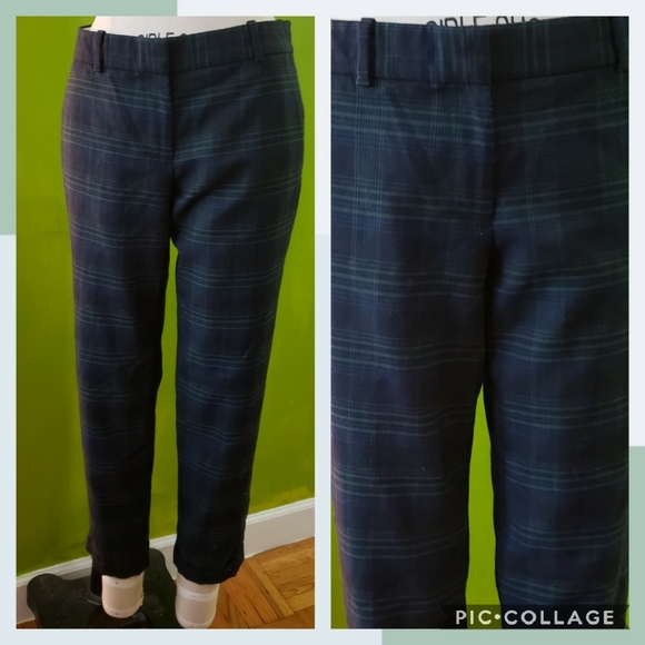 J. Crew Pants - J.Crew Blue/Green Tartan Cafe Capri Trousers